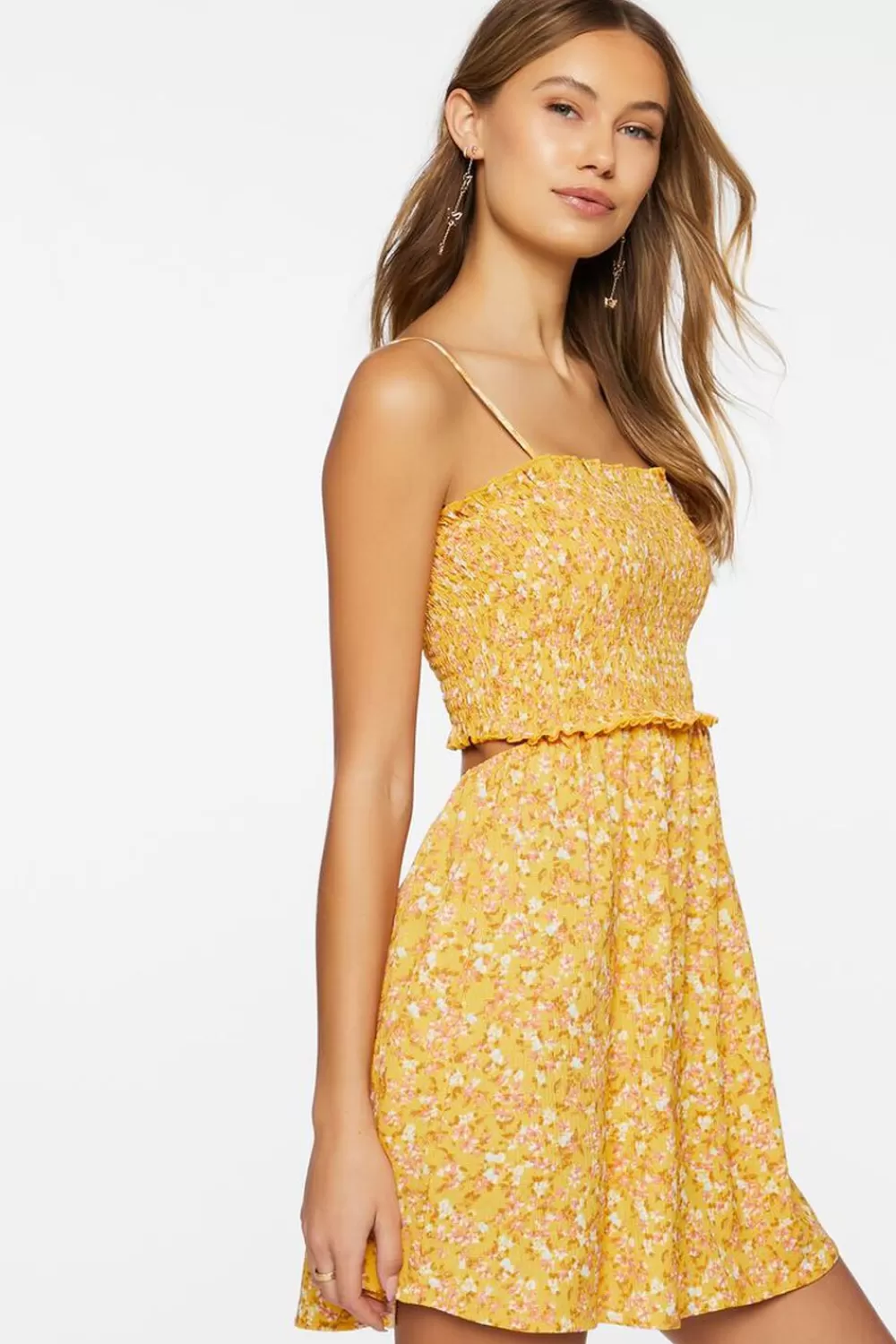 Forever 21 Ditsy Floral Smocked Mini Dress | Women Dresses