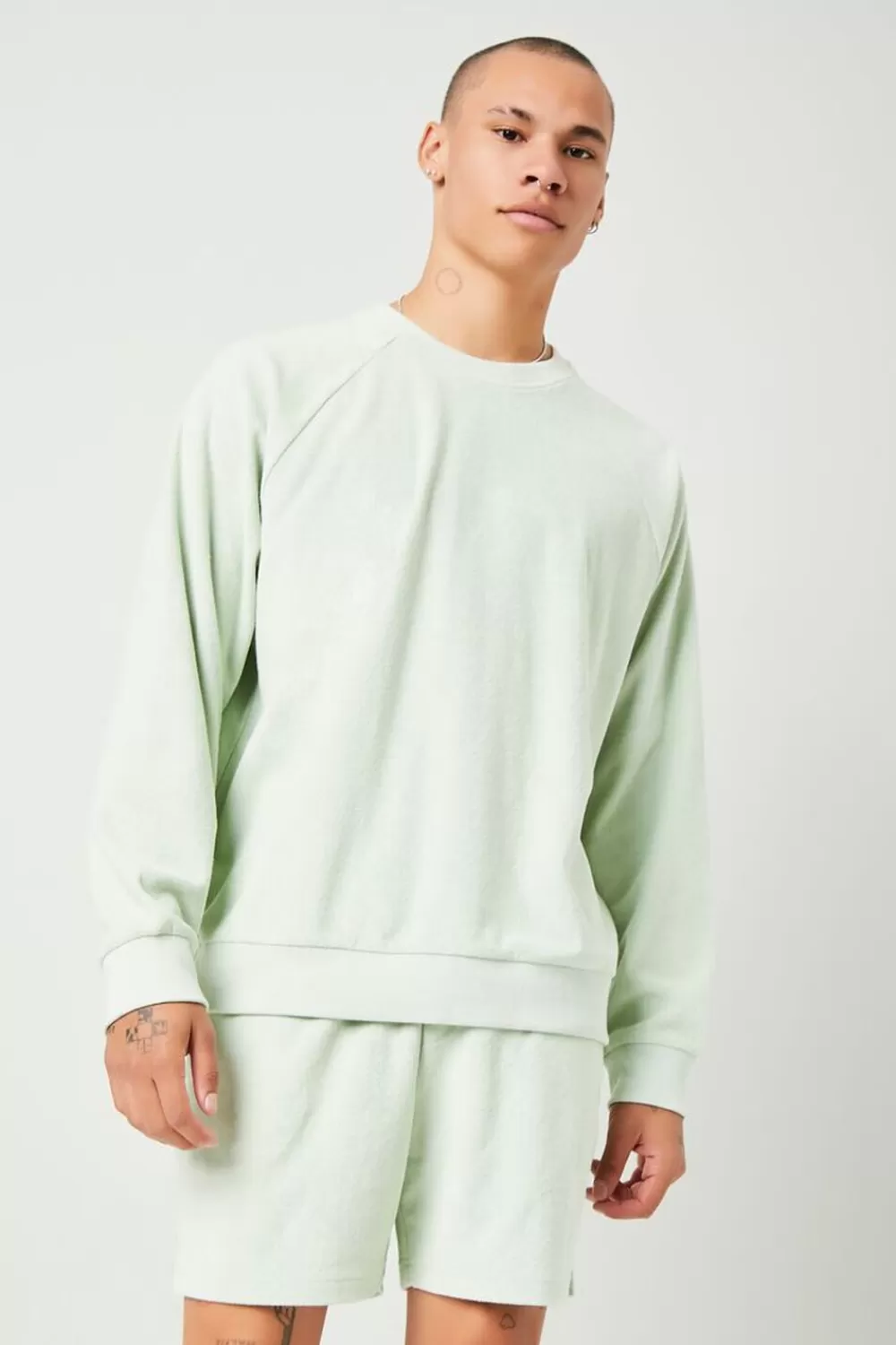 Matching Sets>Forever 21 Drawstring Pocket Sweatshorts Mint