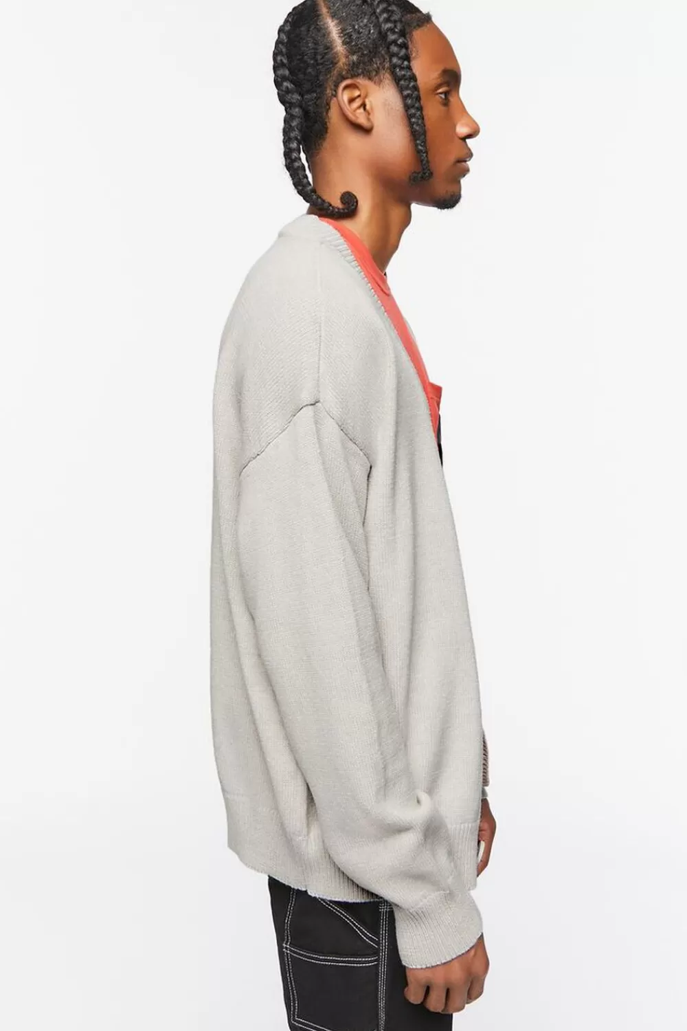 Sweaters + Cardigans>Forever 21 Drop-Sleeve Cardigan Sweater Heather Grey