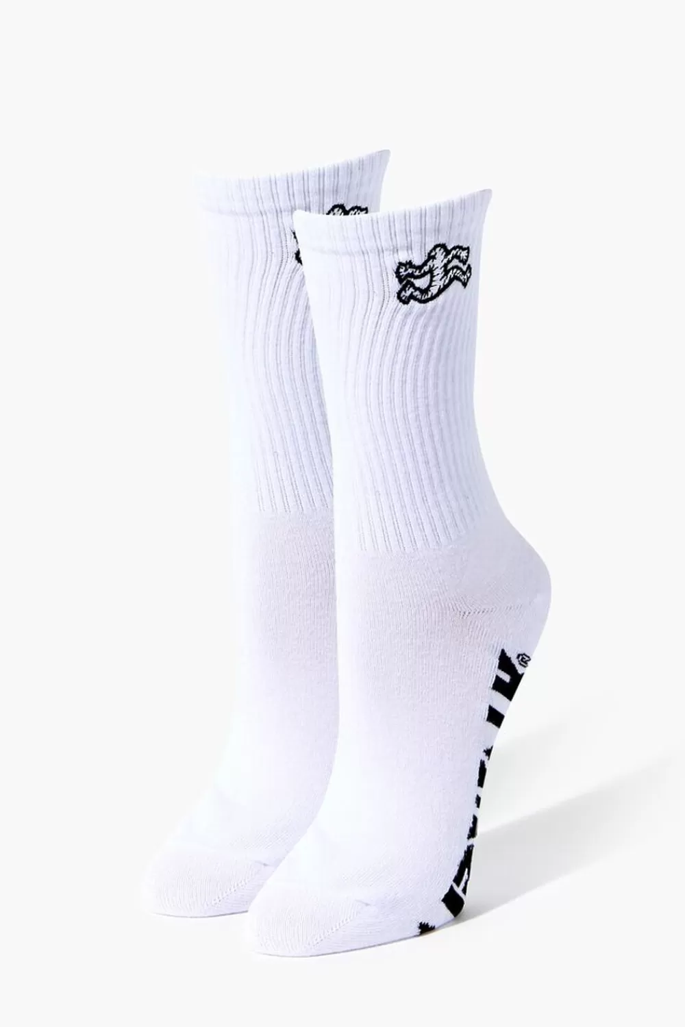 Socks + Tights>Forever 21 Embroidered Airwalk Crew Socks White