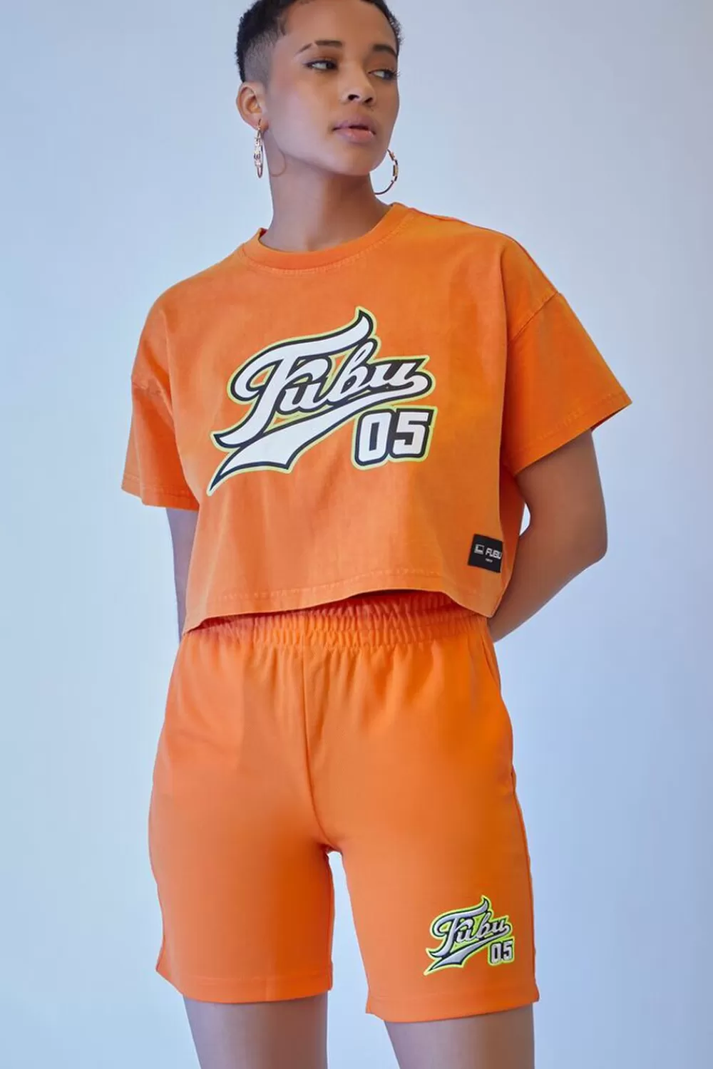 Bottoms>Forever 21 Embroidered Fubu Mesh Shorts Orange/Multi