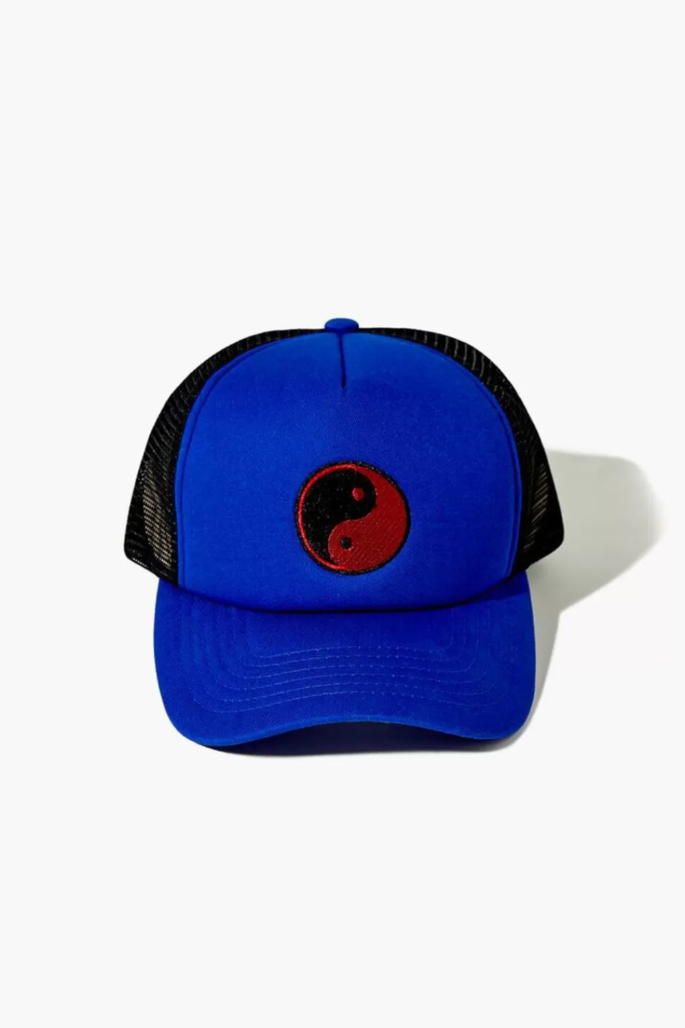 Hats + Beanies>Forever 21 Embroidered Yin Yang Trucker Cap Blue/Black