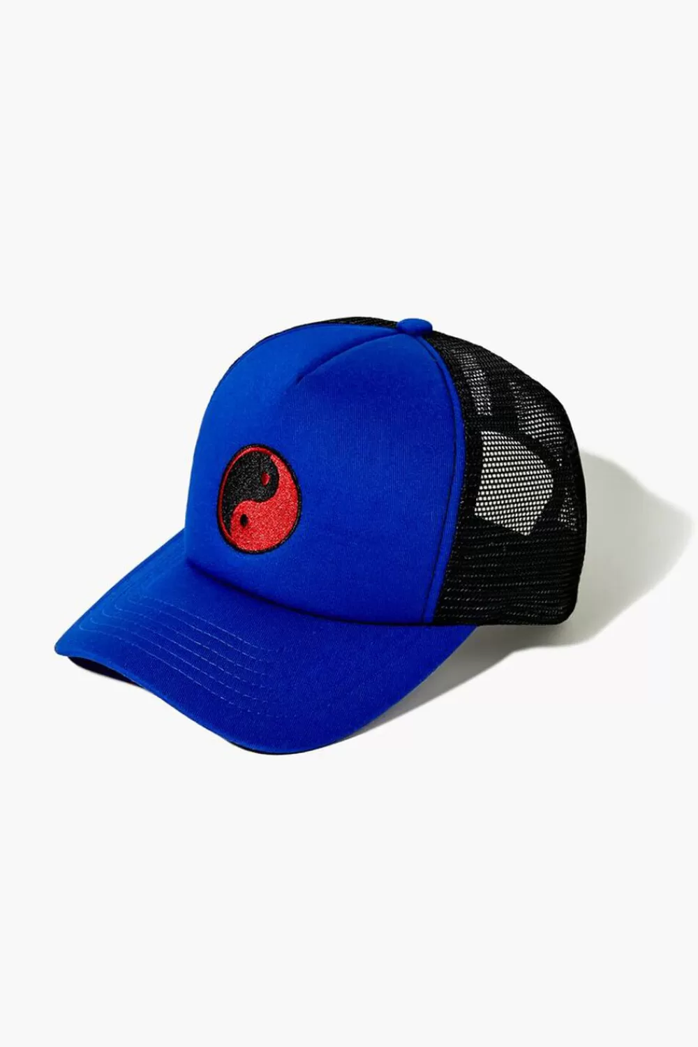 Hats + Beanies>Forever 21 Embroidered Yin Yang Trucker Cap Blue/Black