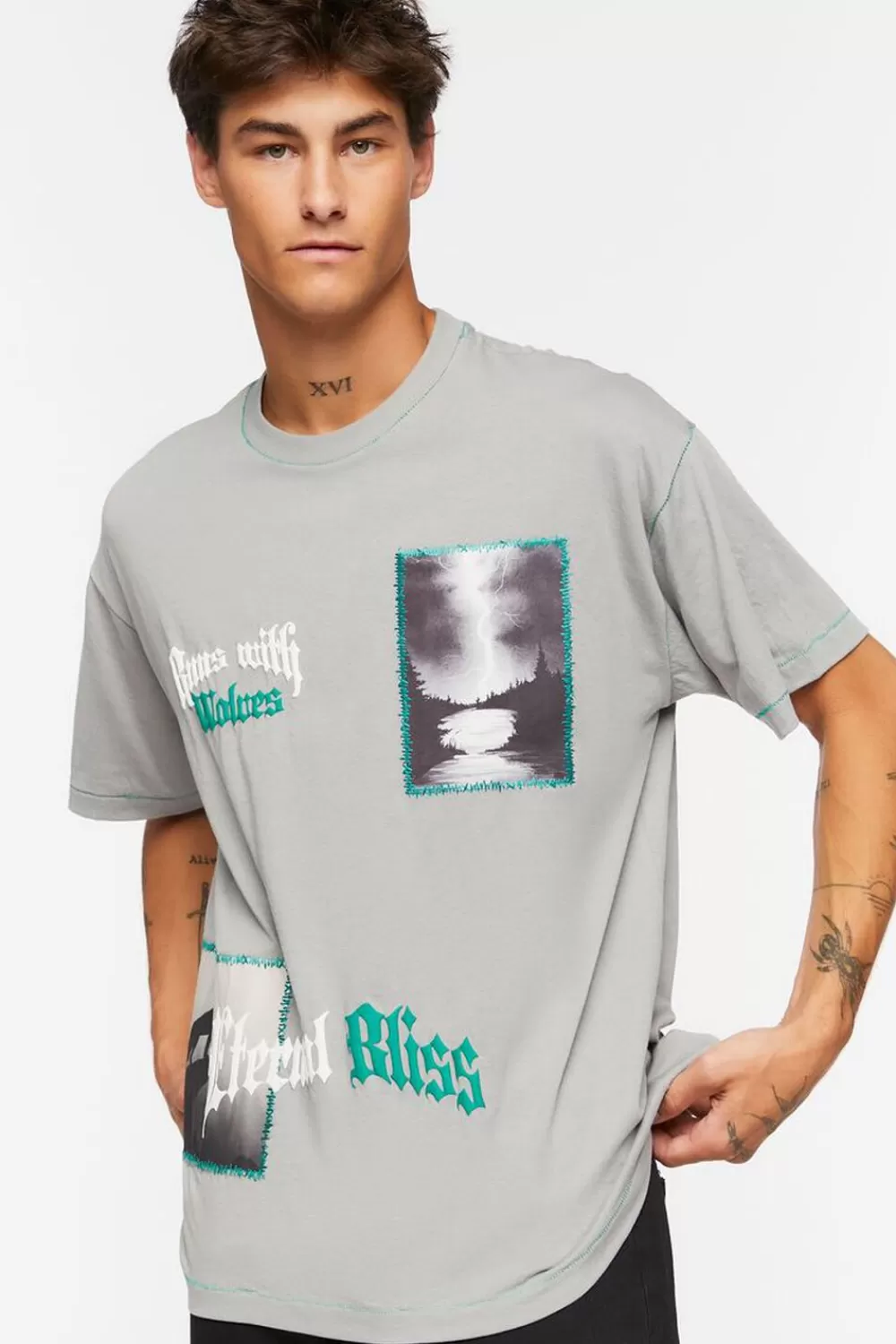 Graphic Tees>Forever 21 Eternal Bliss Graphic Tee Grey/Multi
