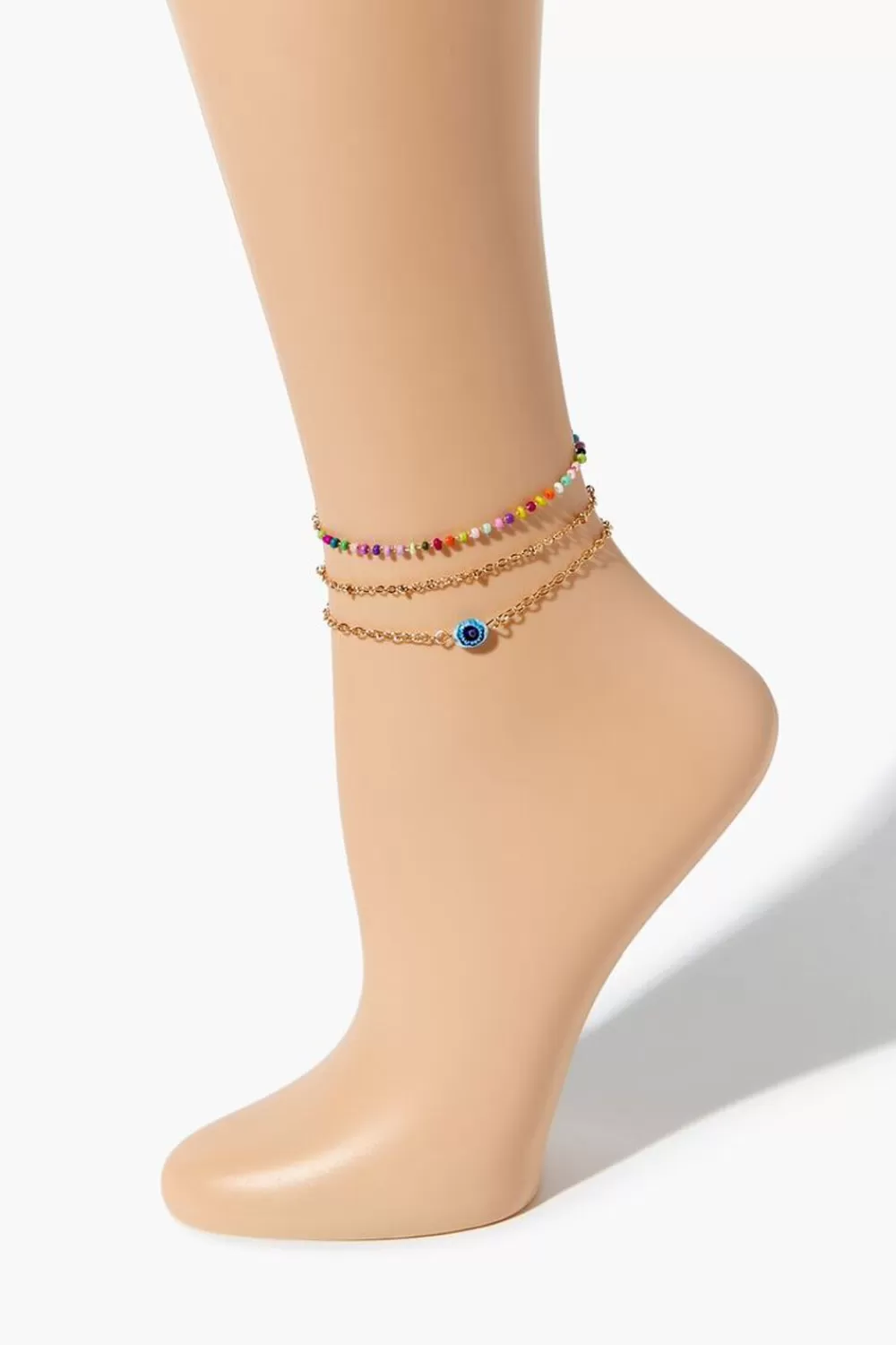 Body Jewelry>Forever 21 Evil Eye Anklet Set Blue/Multi