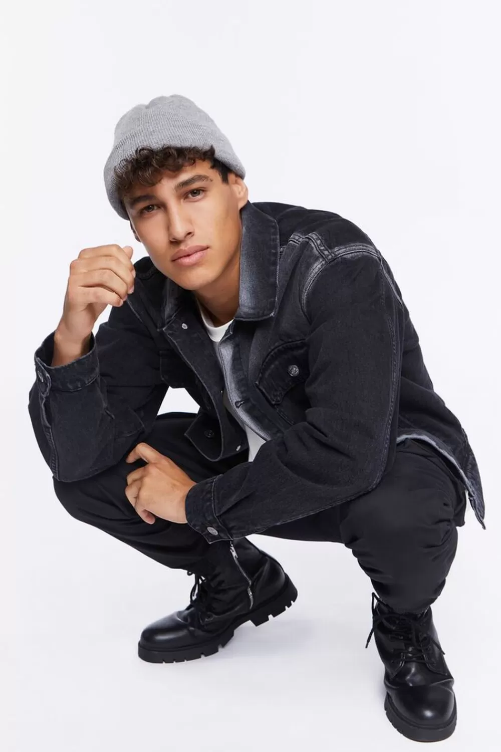Jackets + Outerwear>Forever 21 Faded Denim Jacket Black