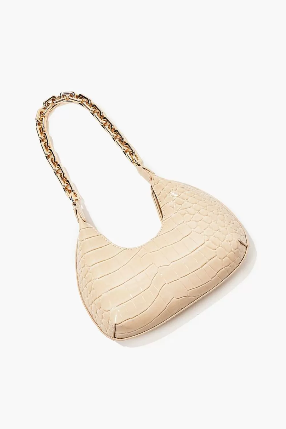 Bags + Backpacks>Forever 21 Faux Croc Leather Shoulder Bag Taupe