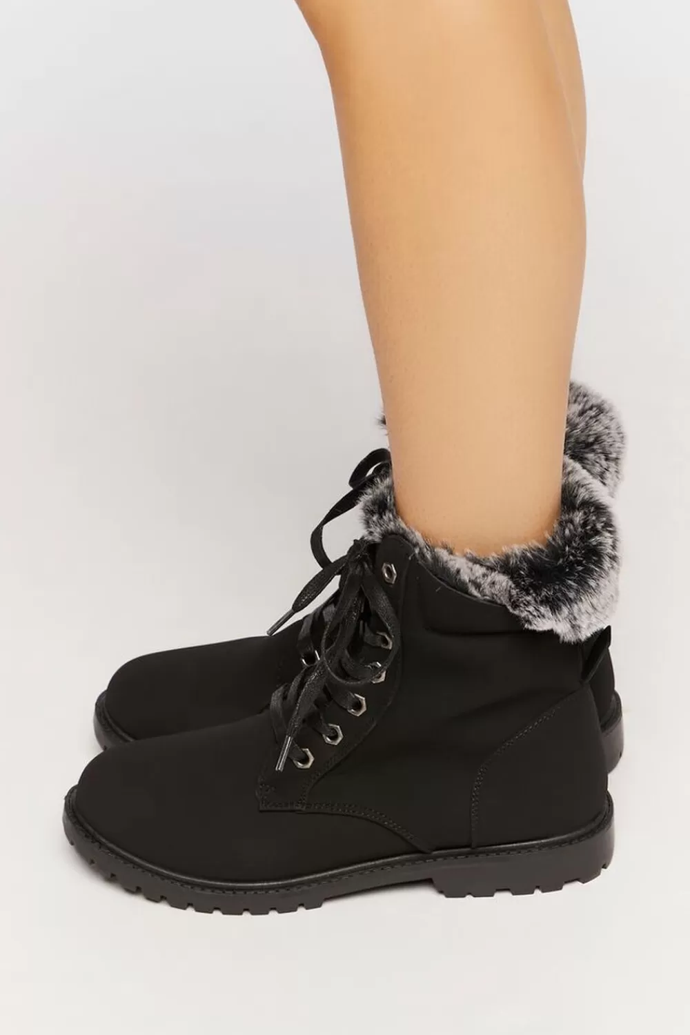 Boots + Booties>Forever 21 Faux Fur-Lined Ankle Booties Black