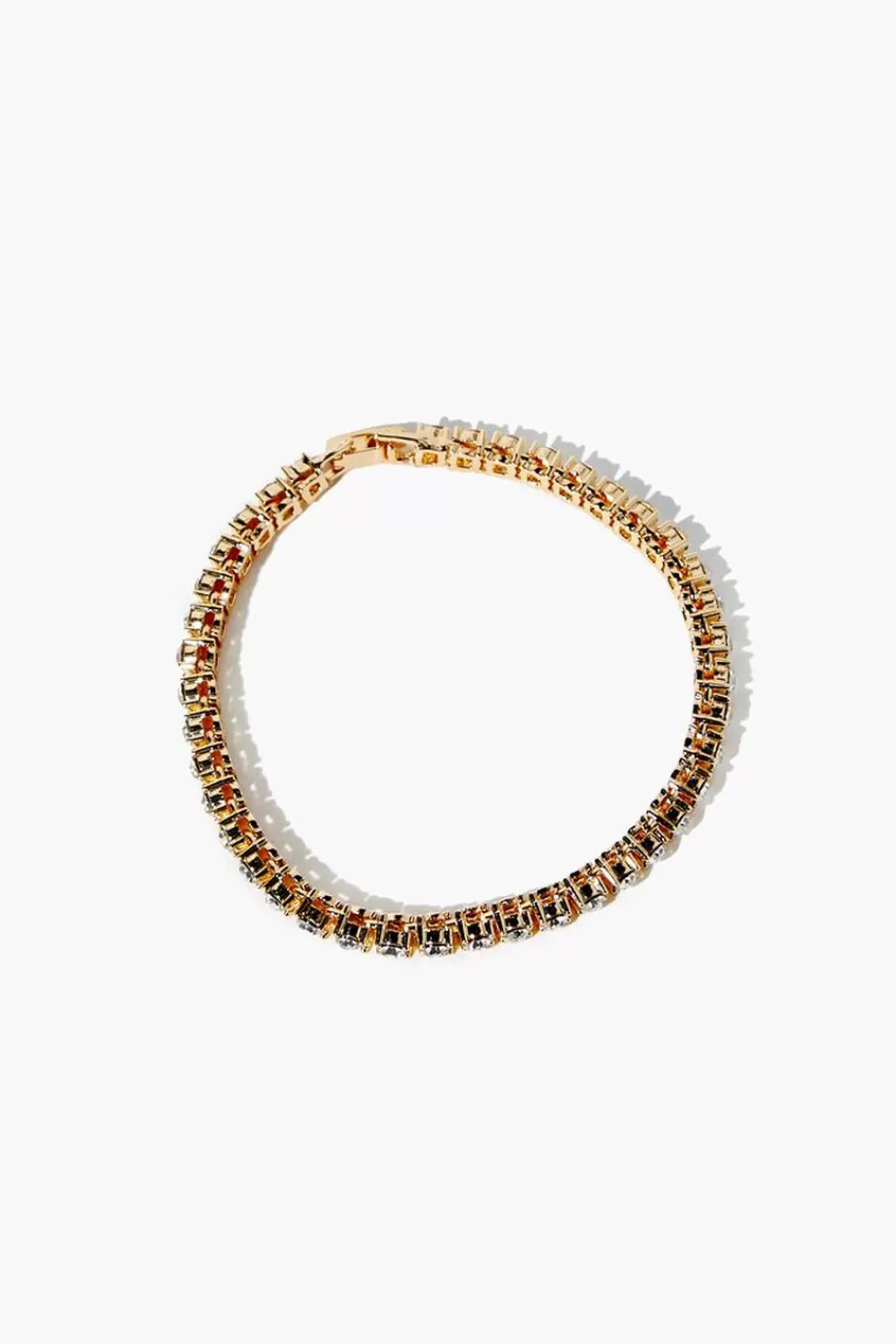 Bracelets>Forever 21 Faux Gem Box Chain Bracelet Gold/Clear