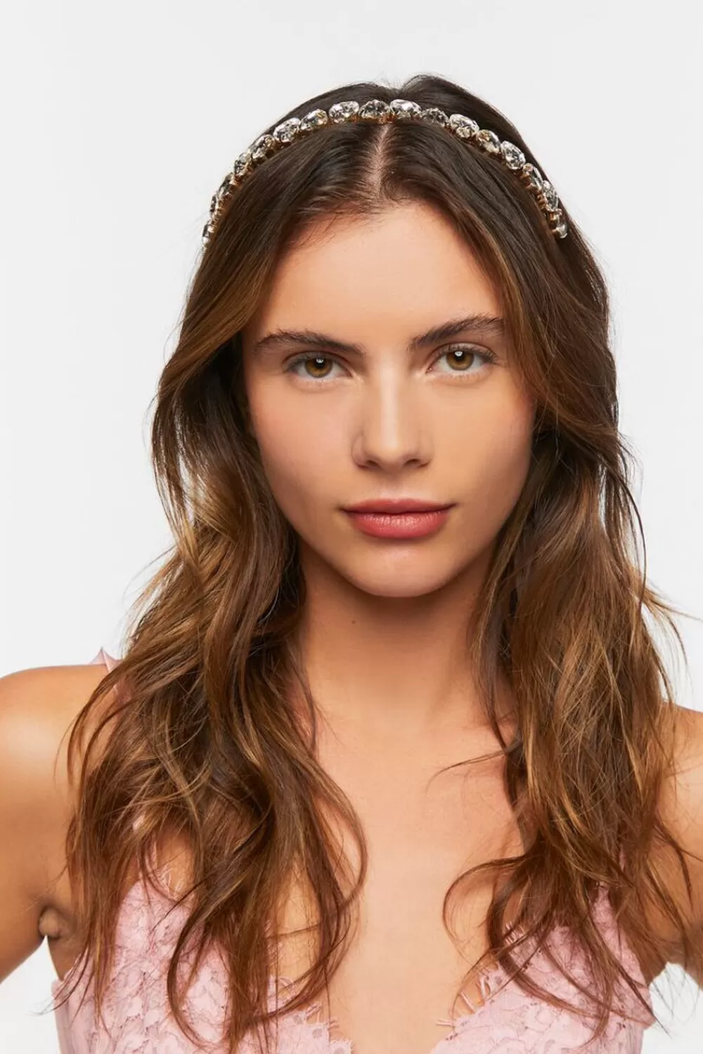 Hair Accessories>Forever 21 Faux Gem Heart Headband Gold/Clear