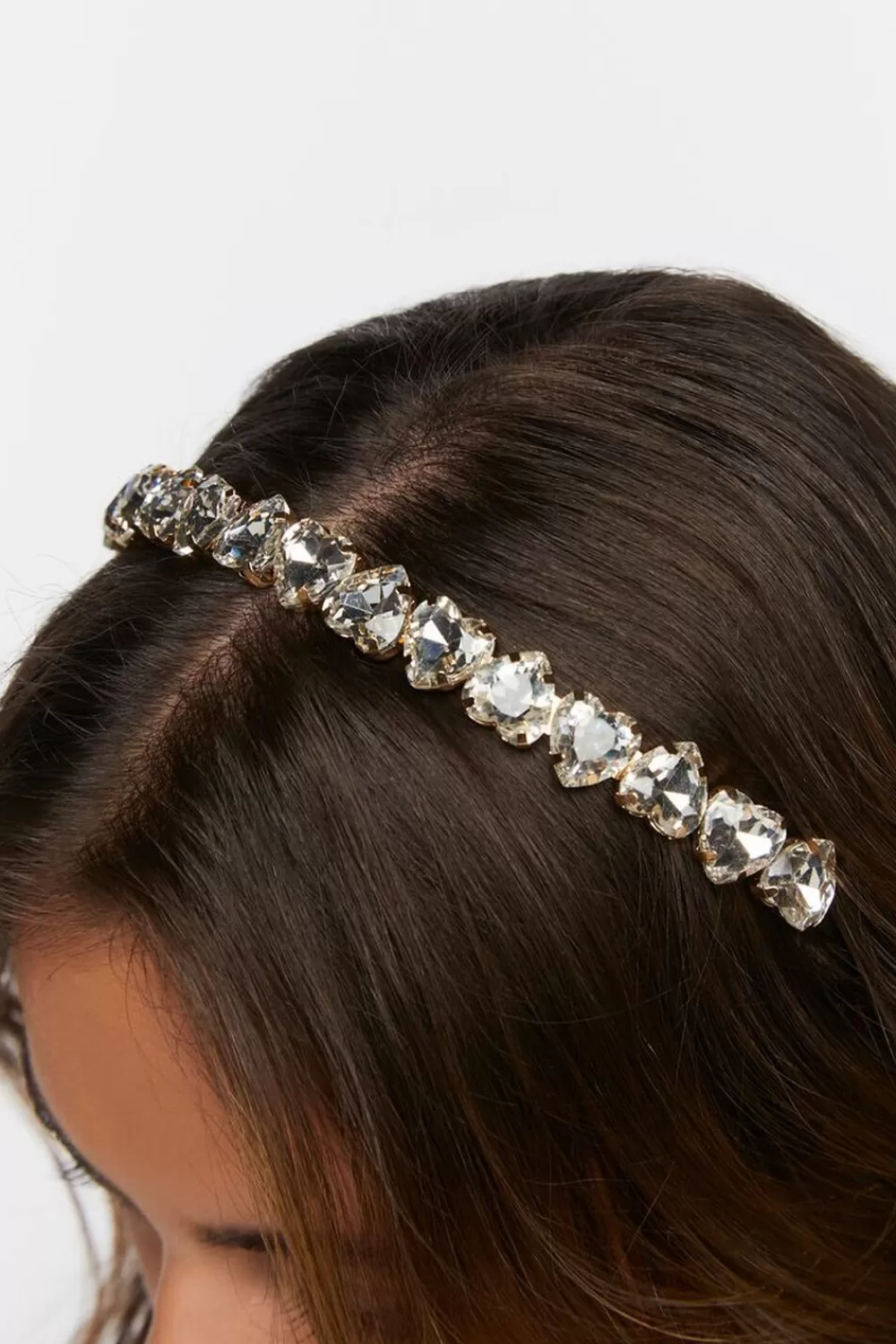 Hair Accessories>Forever 21 Faux Gem Heart Headband Gold/Clear