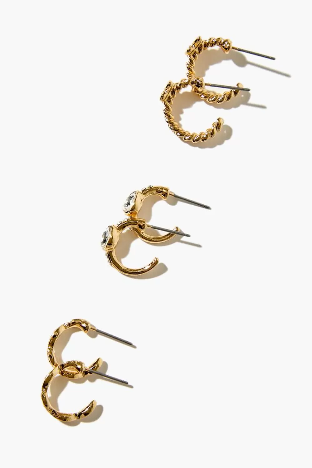 Earrings>Forever 21 Faux Gem Hoop Earring Set Gold/Clear