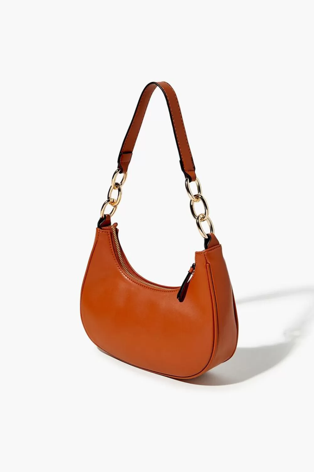 Bags + Backpacks>Forever 21 Faux Leather Baguette Shoulder Bag Brown