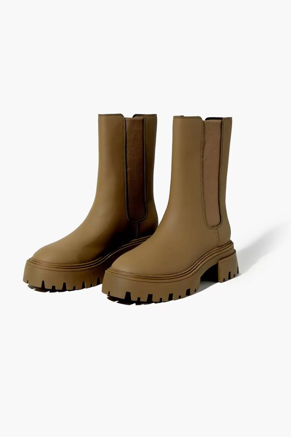Boots + Booties>Forever 21 Faux Leather Chelsea Boots Olive