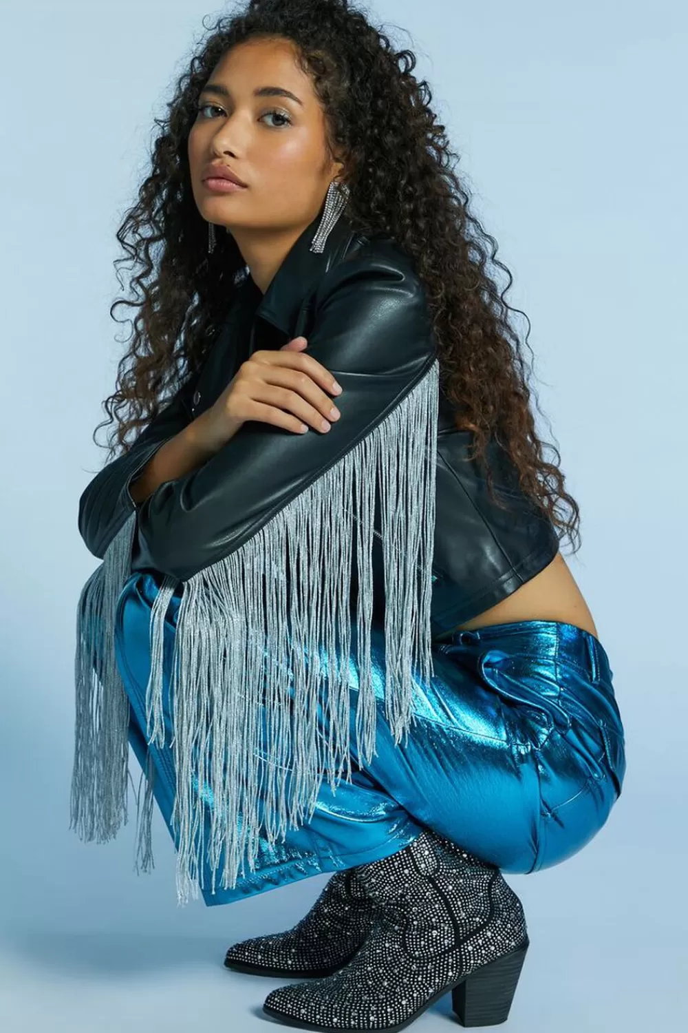Jackets + Outerwear>Forever 21 Faux Leather Fringe Moto Jacket Black