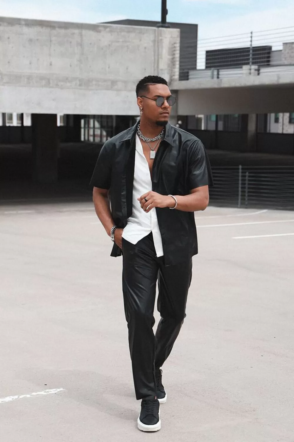 Matching Sets>Forever 21 Faux Leather Joggers Black