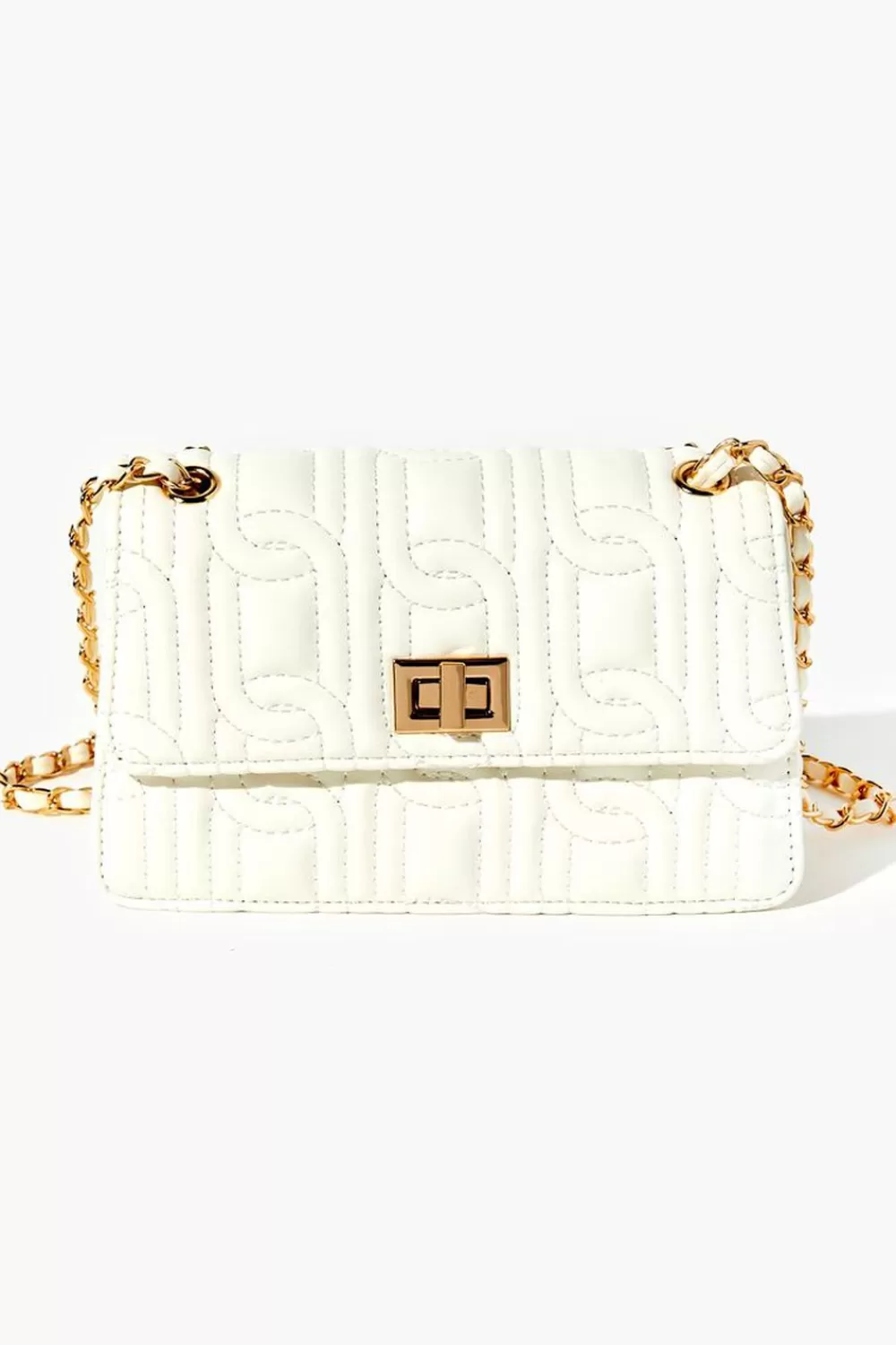 Bags + Backpacks>Forever 21 Faux Leather Quilted Crossbody Bag White