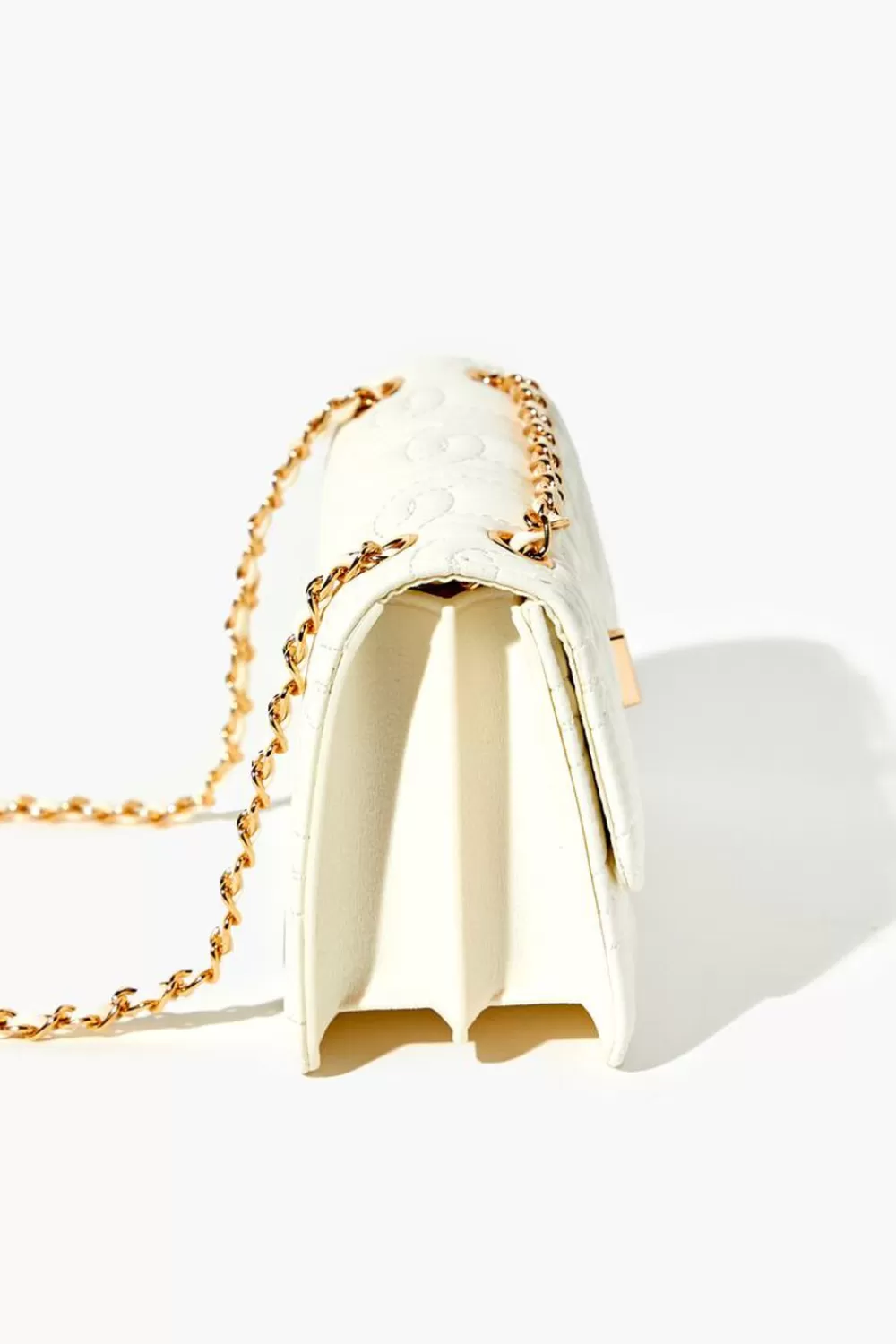Bags + Backpacks>Forever 21 Faux Leather Quilted Crossbody Bag White