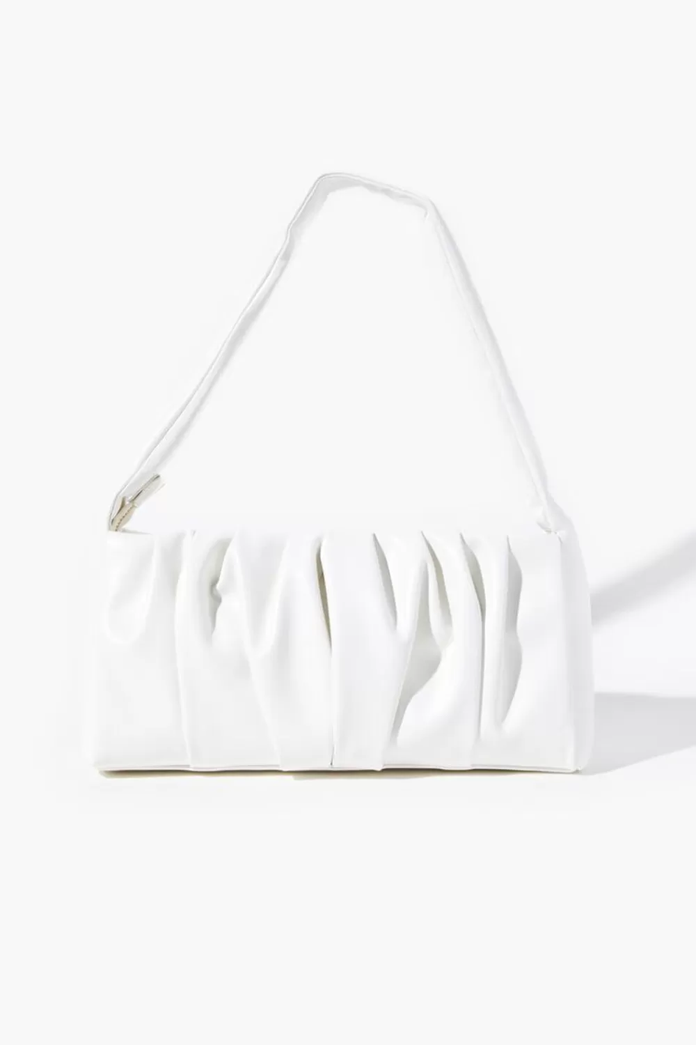 Bags + Backpacks>Forever 21 Faux Leather Ruched Shoulder Bag White