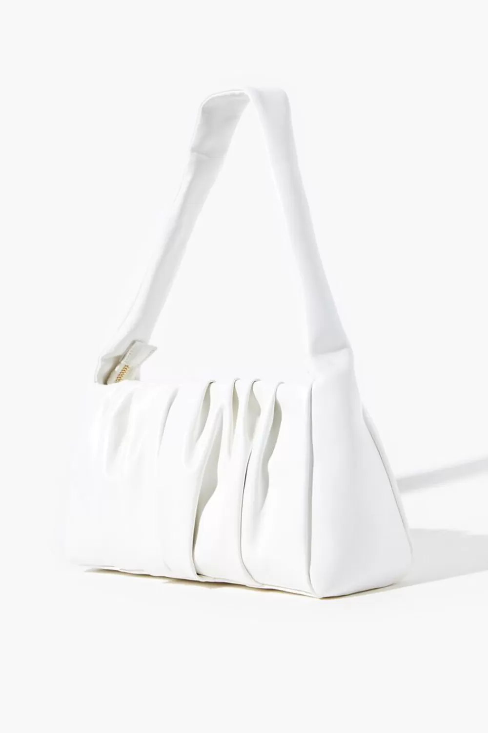 Bags + Backpacks>Forever 21 Faux Leather Ruched Shoulder Bag White