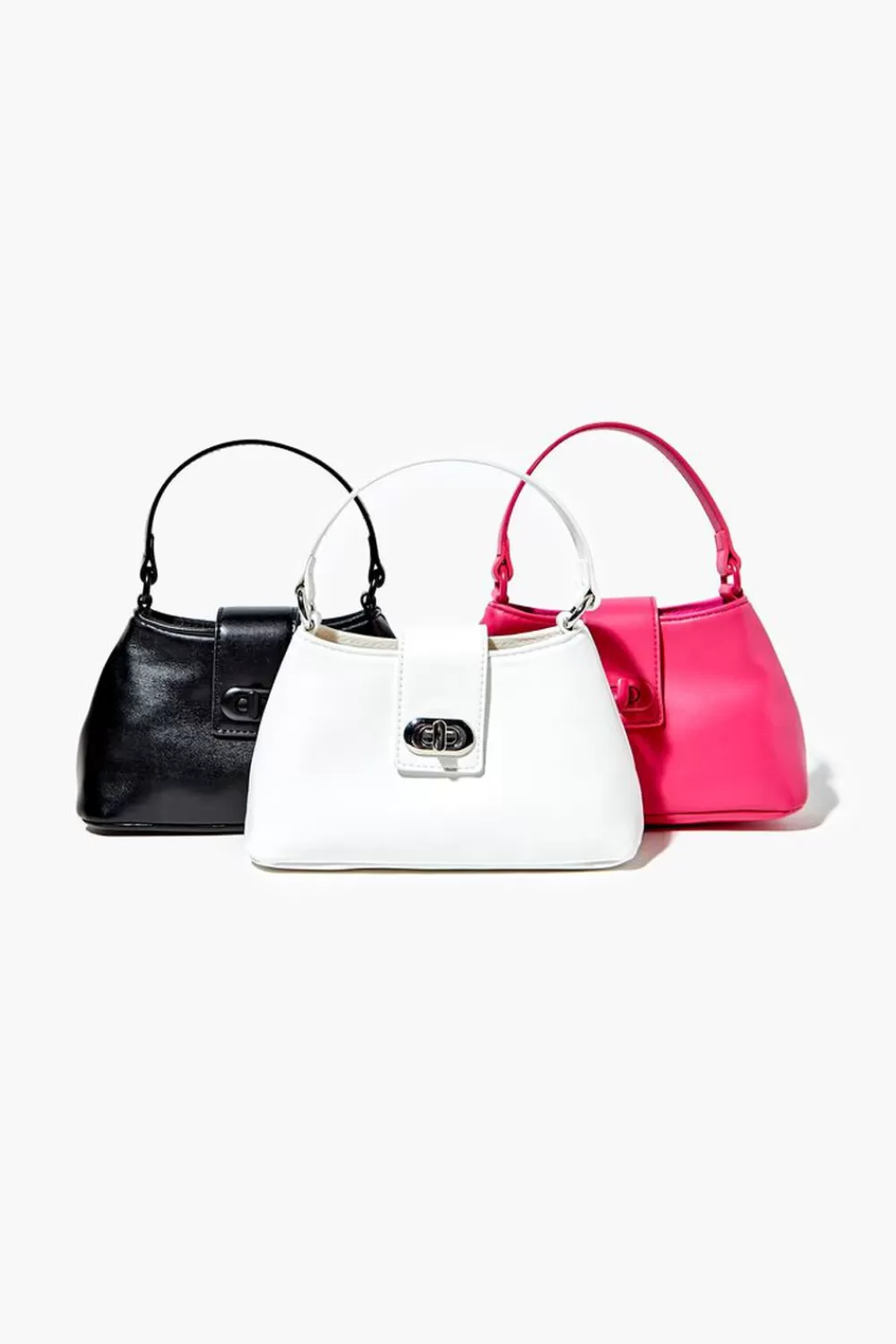 Bags + Backpacks>Forever 21 Faux Leather Twist-Lock Crossbody Bag White