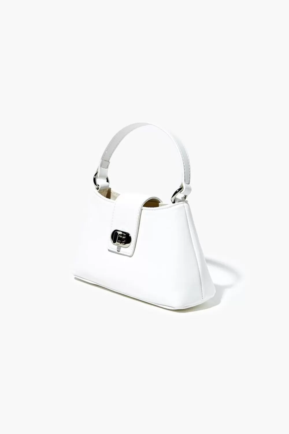 Bags + Backpacks>Forever 21 Faux Leather Twist-Lock Crossbody Bag White