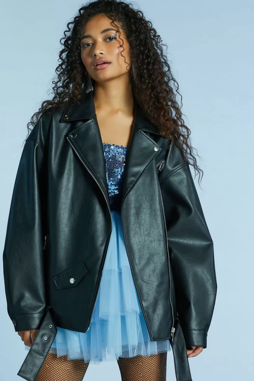 Jackets + Outerwear>Forever 21 Faux Leather Zipper Moto Jacket Black