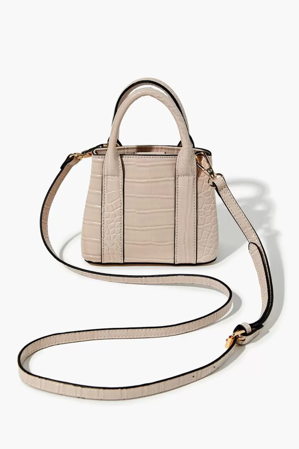 Bags + Backpacks>Forever 21 Faux Patent Croc Leather Handbag Nude