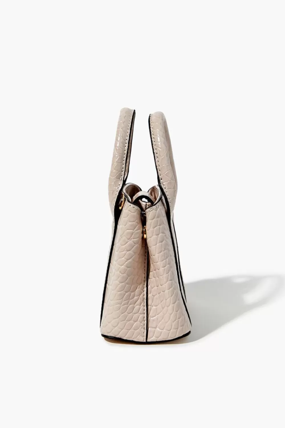Bags + Backpacks>Forever 21 Faux Patent Croc Leather Handbag Nude