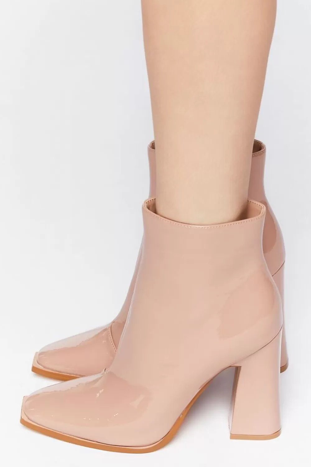 Boots + Booties>Forever 21 Faux Patent Leather Booties Nude