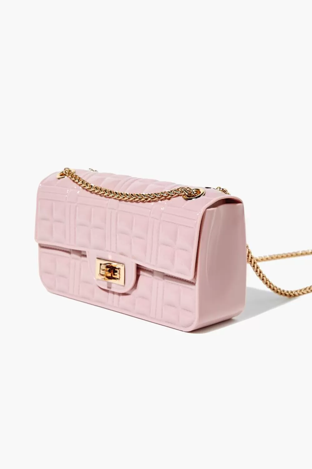 Bags + Backpacks>Forever 21 Faux Patent Leather Crossbody Bag Blush