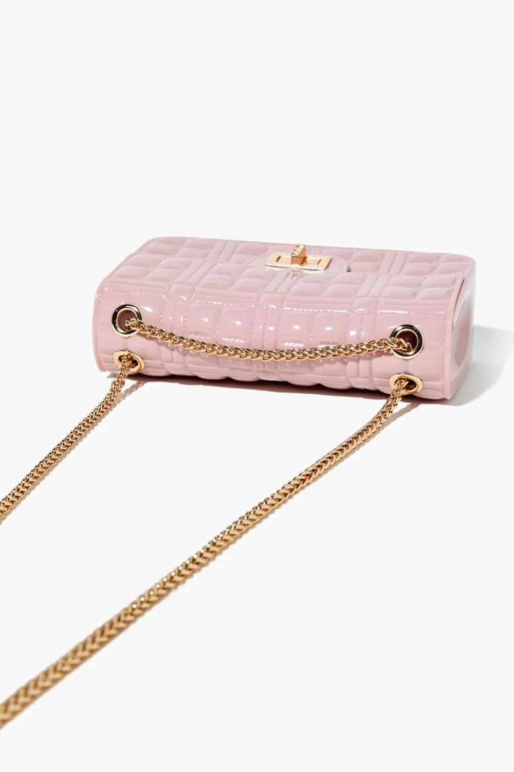 Bags + Backpacks>Forever 21 Faux Patent Leather Crossbody Bag Blush