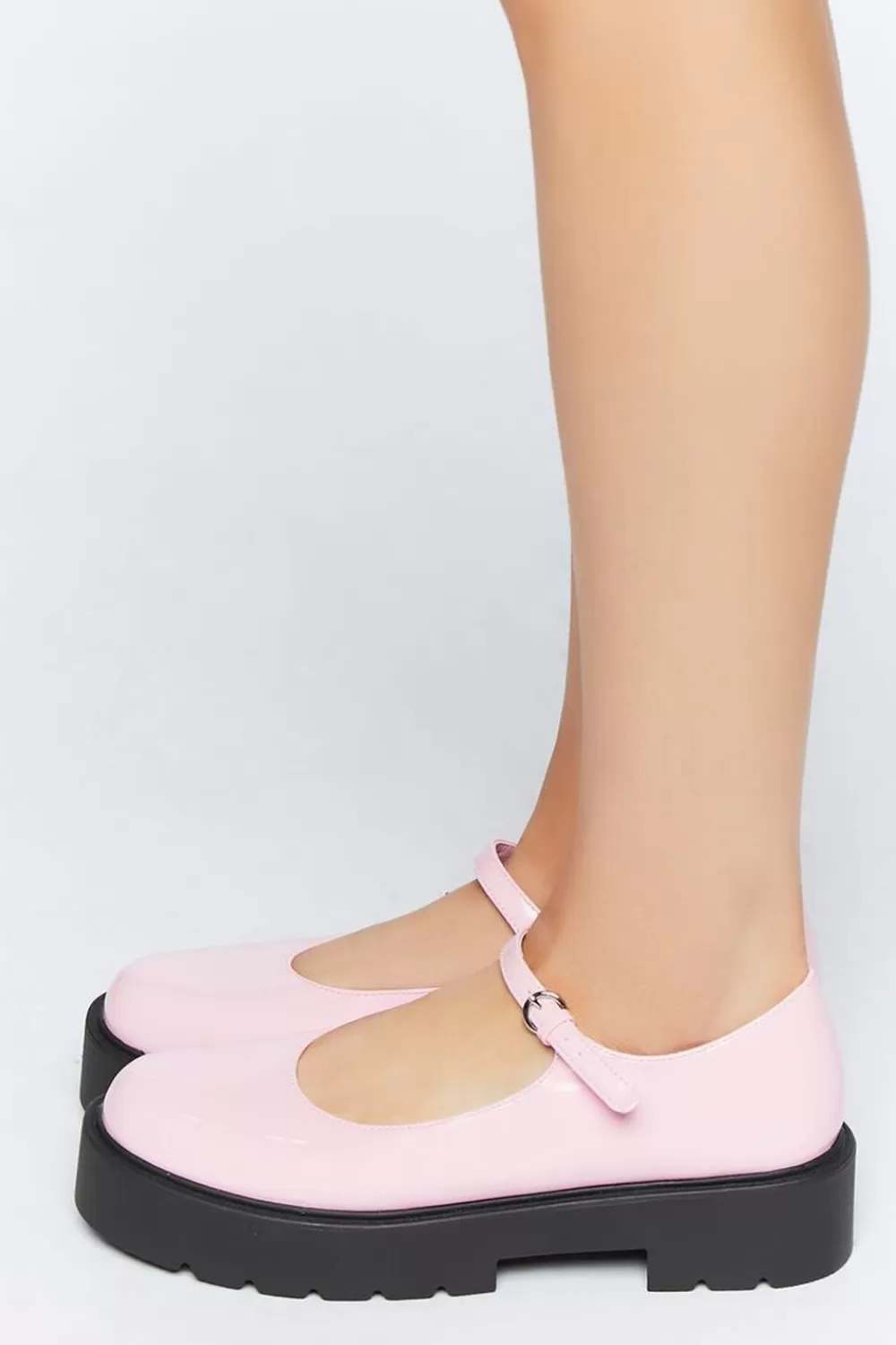 Wedges + Platforms>Forever 21 Faux Patent Leather Mary Jane Flatforms Pink