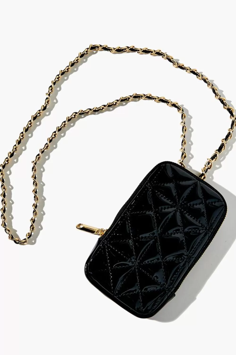 Bags + Backpacks>Forever 21 Faux Patent Leather Mini Crossbody Bag Black