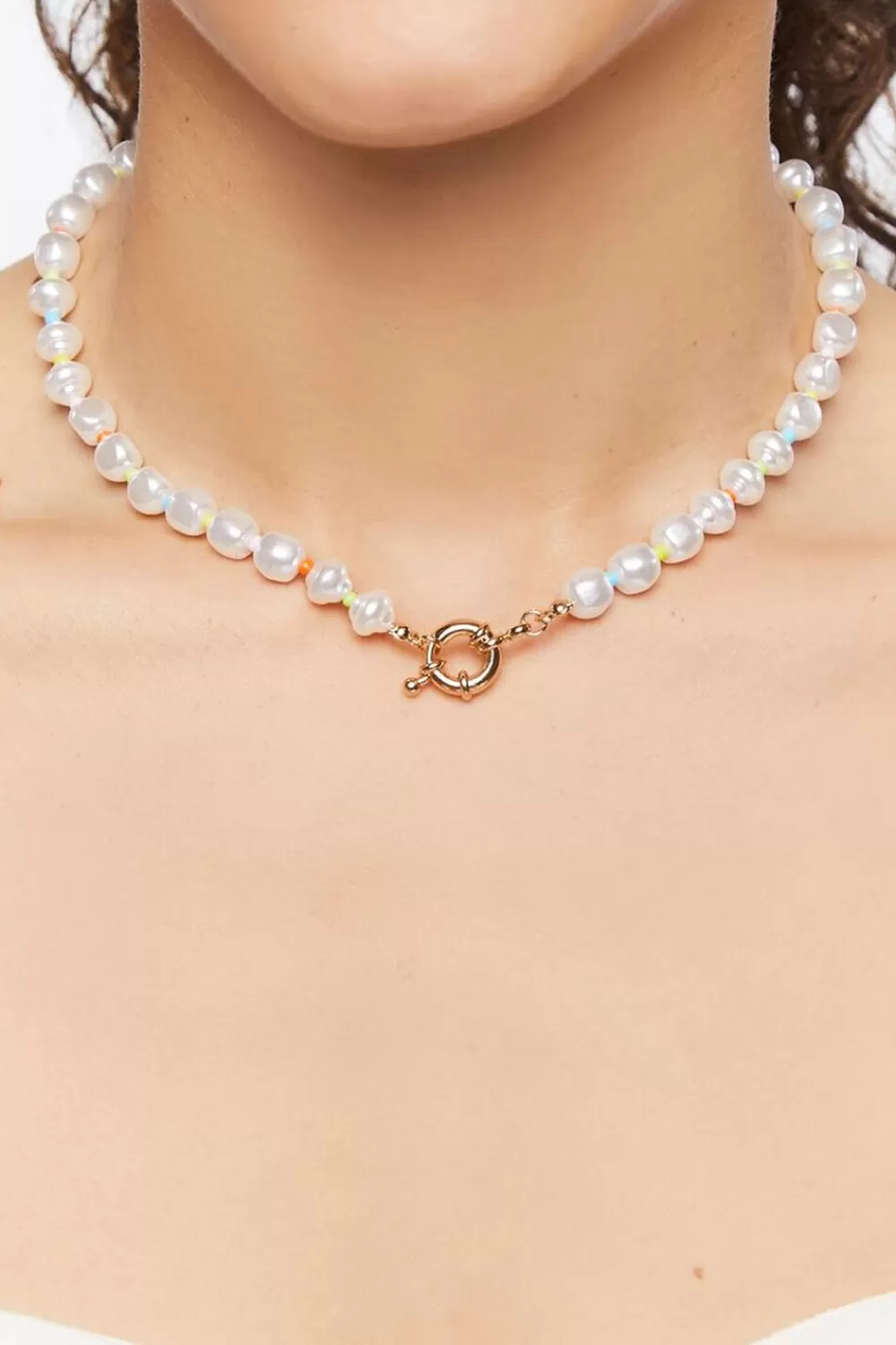Necklaces>Forever 21 Faux Pearl Necklace White/Gold
