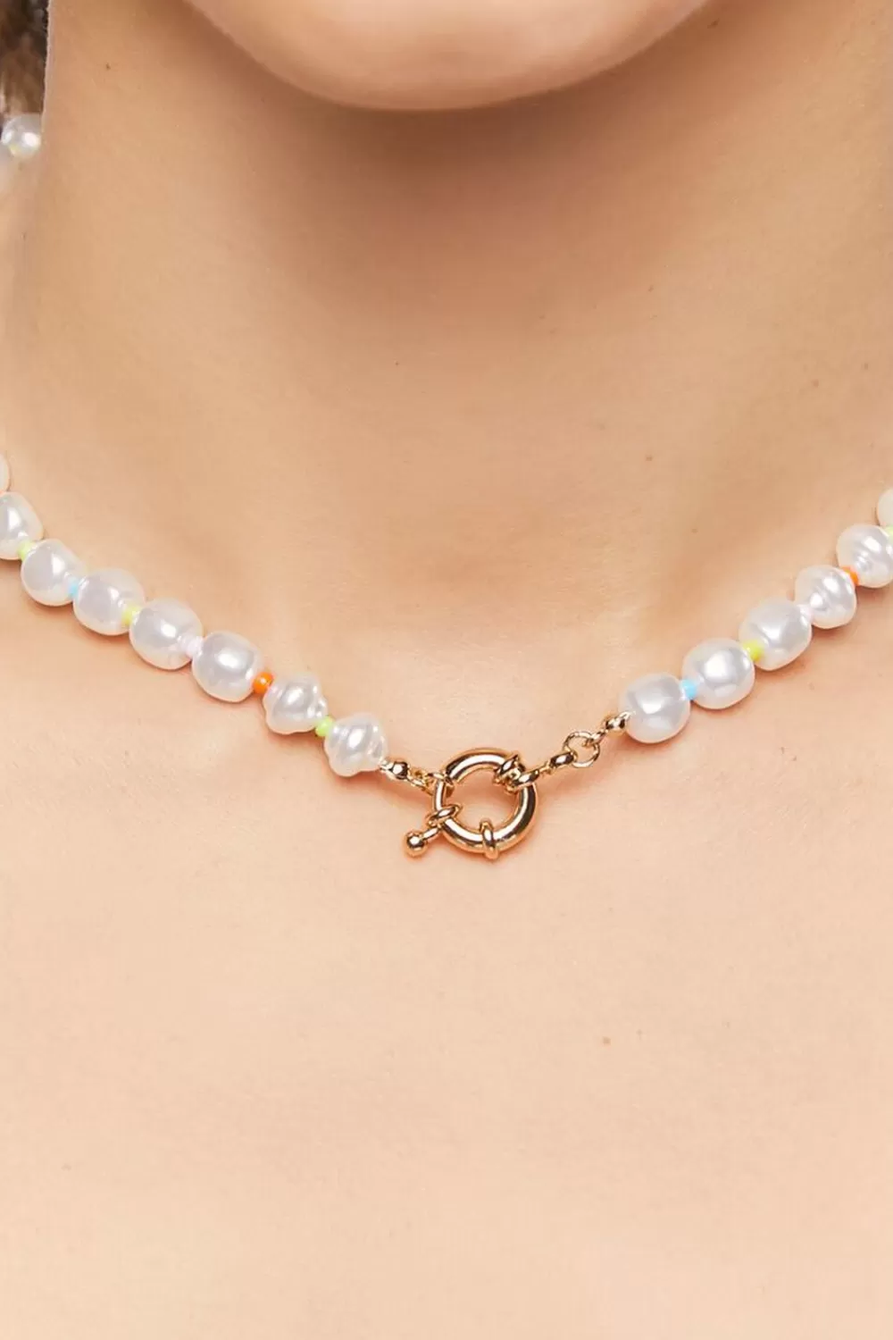 Necklaces>Forever 21 Faux Pearl Necklace White/Gold