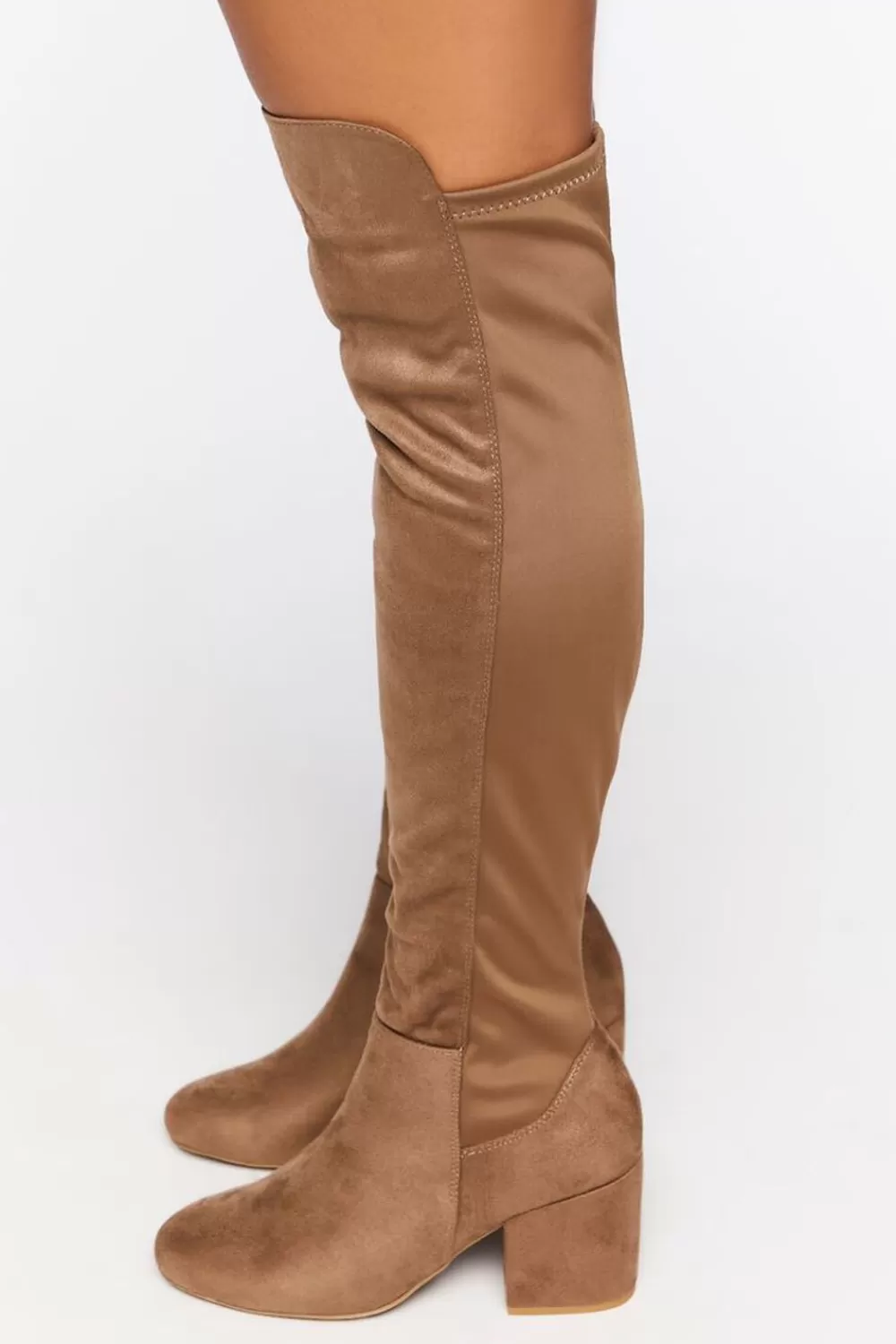 Boots + Booties>Forever 21 Faux Suede Block Heel Boots (Wide) Tan