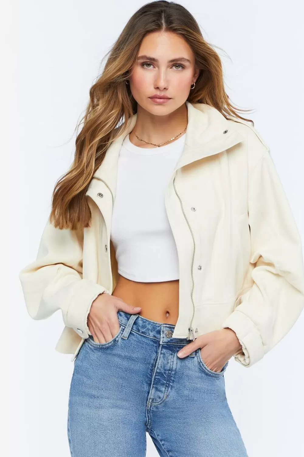 Jackets + Outerwear>Forever 21 Faux Suede Bomber Jacket Birch