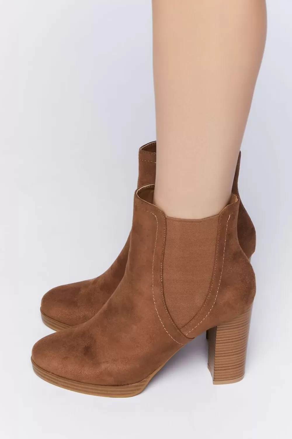 Boots + Booties>Forever 21 Faux Suede Chelsea Booties Camel