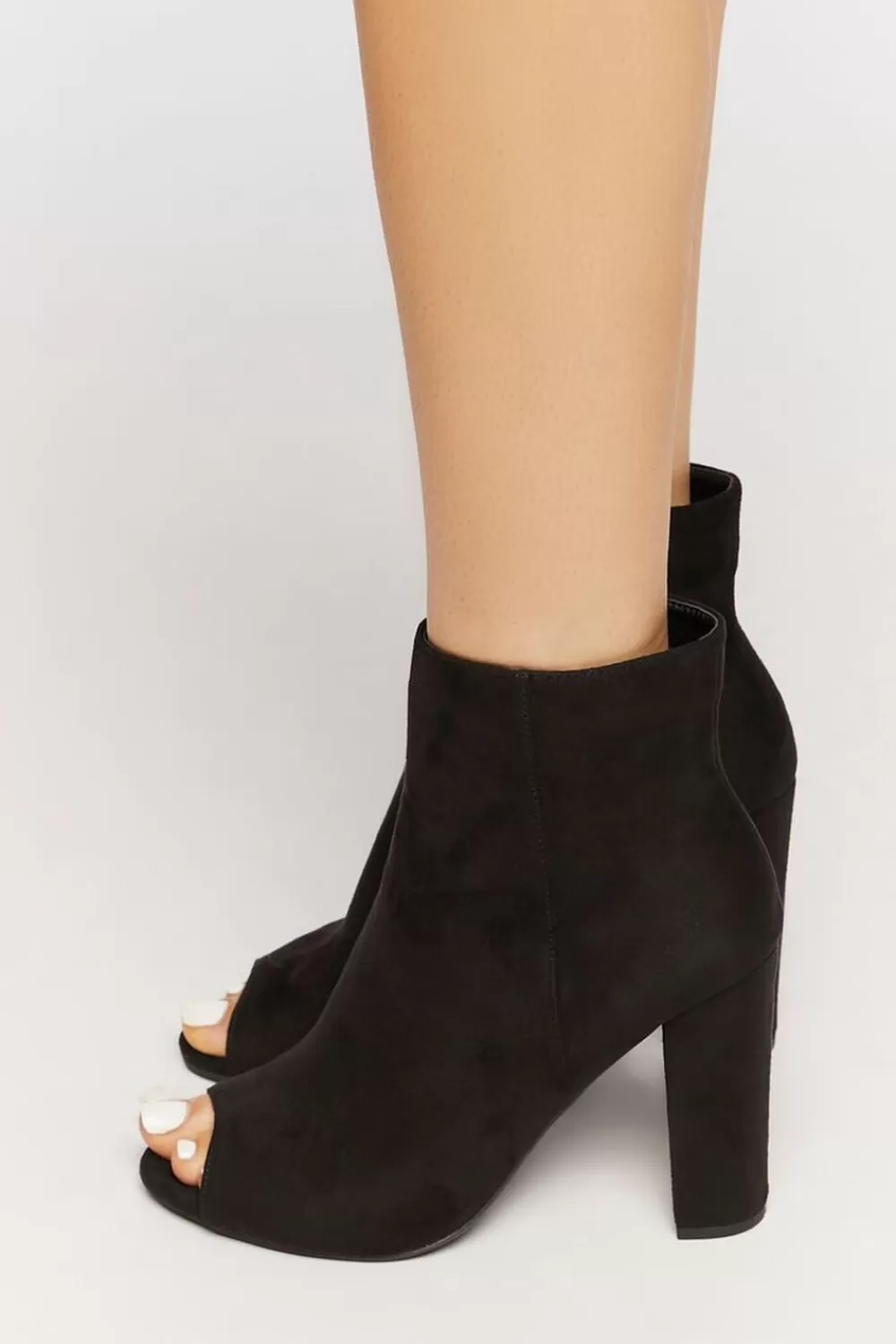 Boots + Booties>Forever 21 Faux Suede Peep-Toe Booties Black