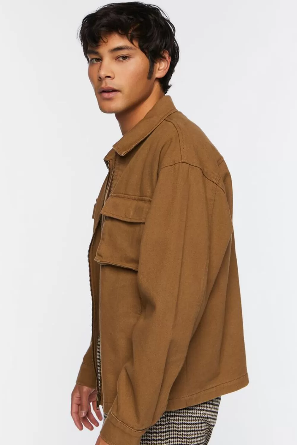 Jackets + Outerwear>Forever 21 Flap Pocket Bomber Jacket Taupe
