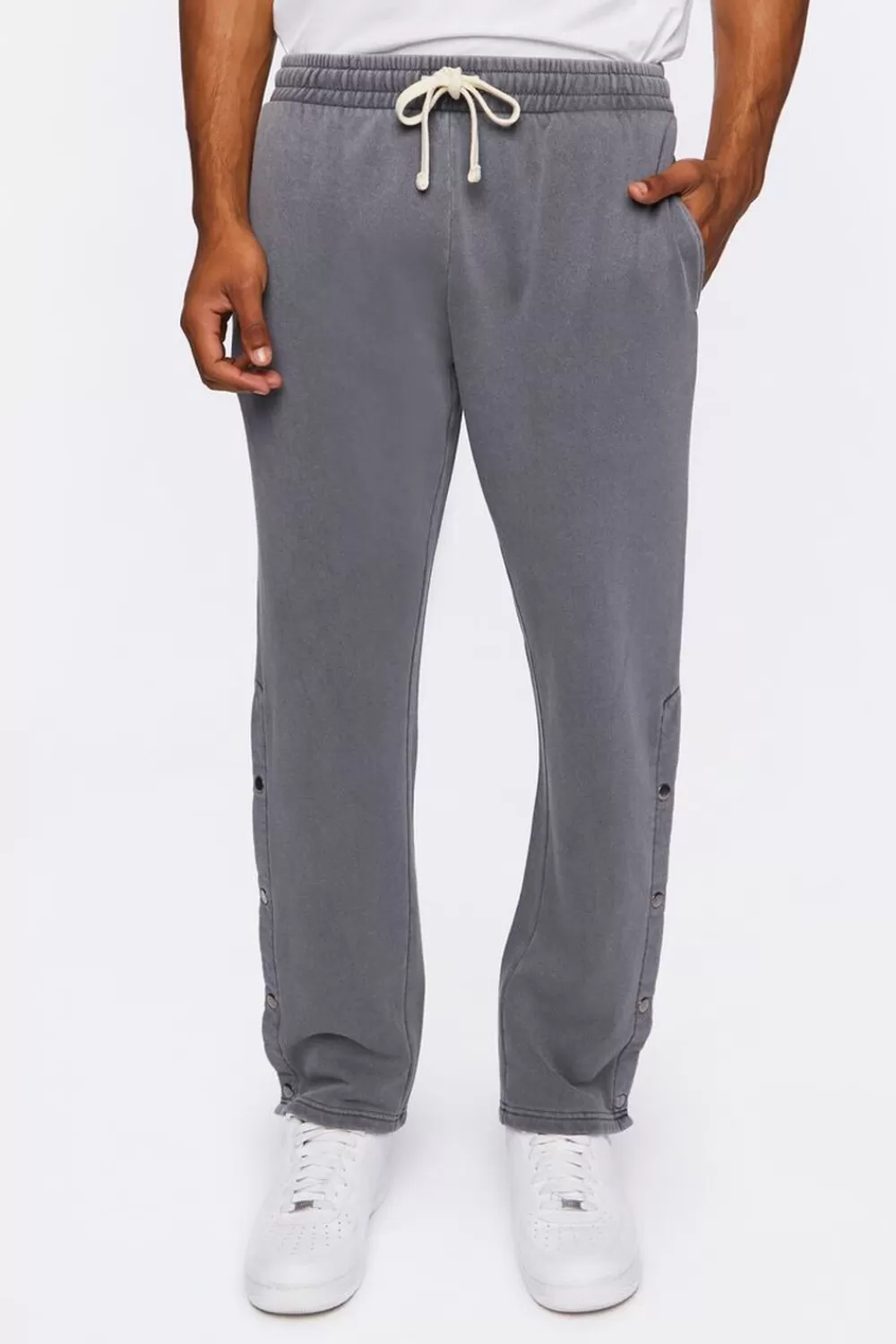 Matching Sets>Forever 21 Fleece Button-Hem Joggers Grey