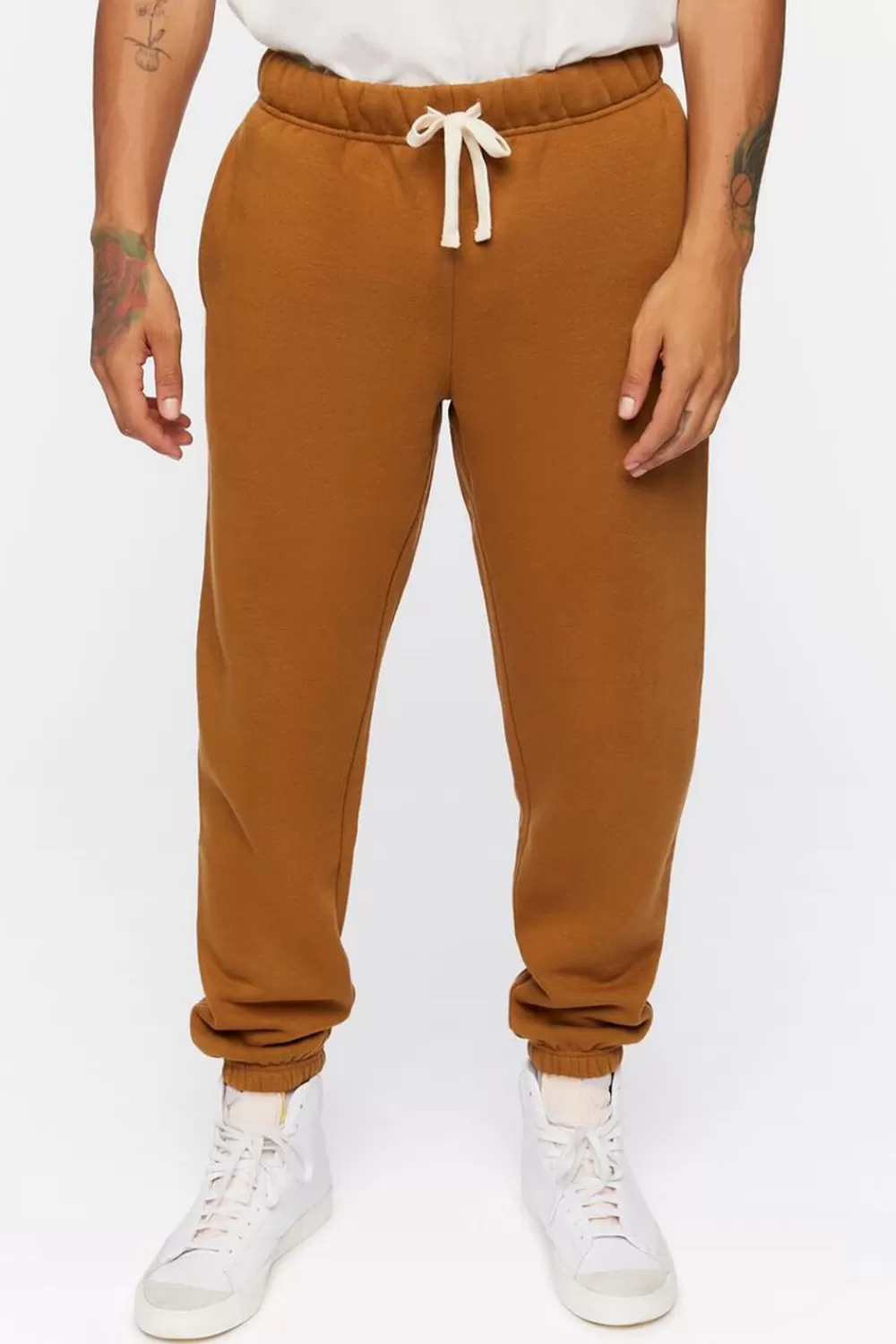 Matching Sets>Forever 21 Fleece Drawstring Joggers Tan