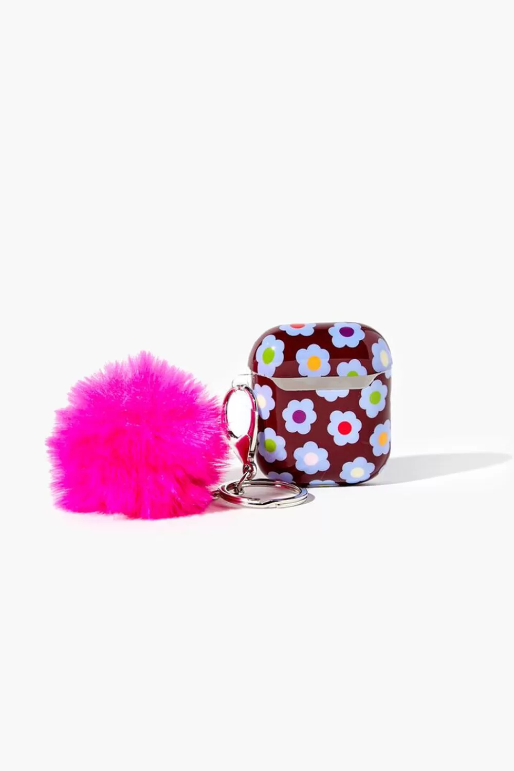 Electronics + Accessories>Forever 21 Floral Earbuds Case & Keychain Set Blue/Black