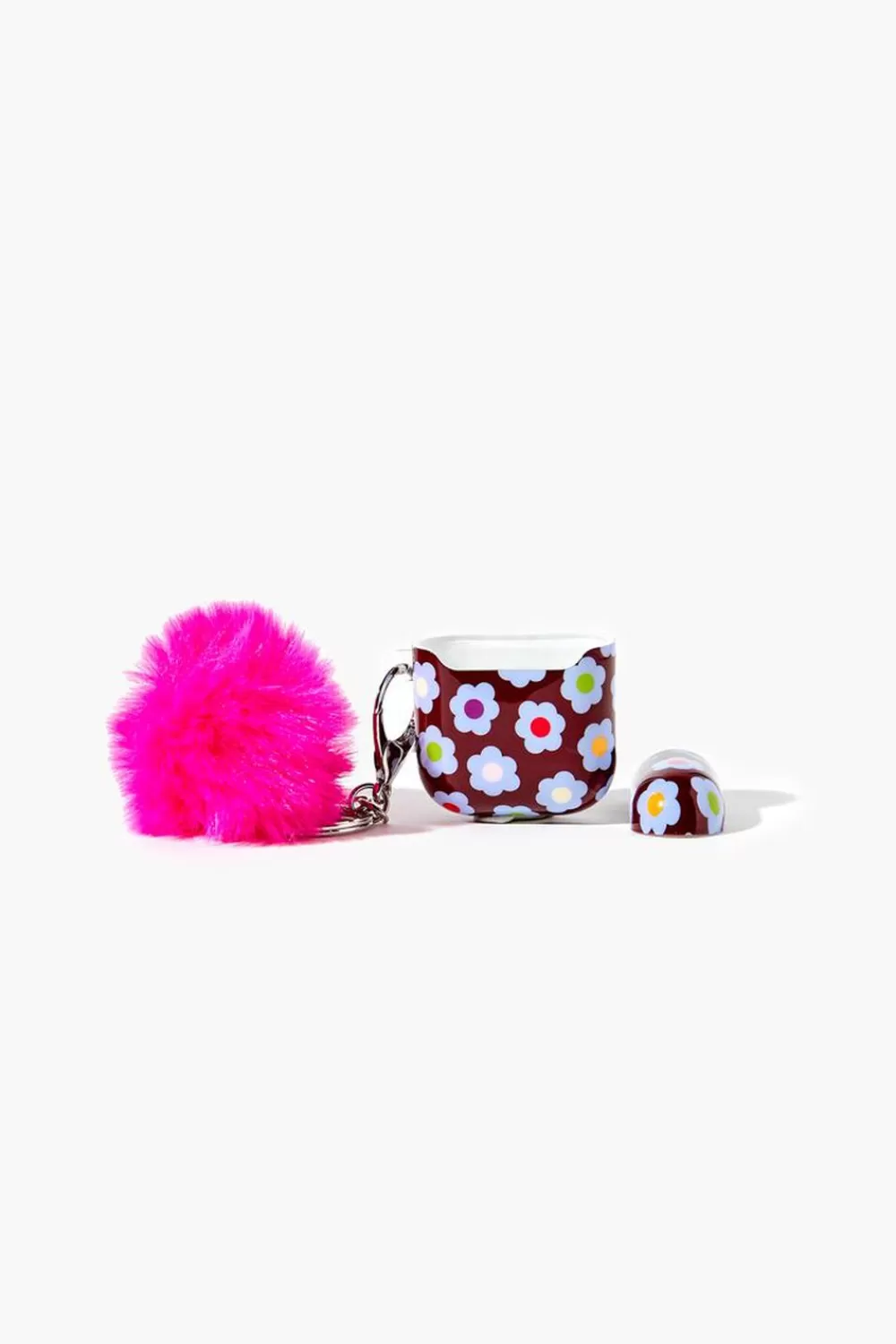 Electronics + Accessories>Forever 21 Floral Earbuds Case & Keychain Set Blue/Black