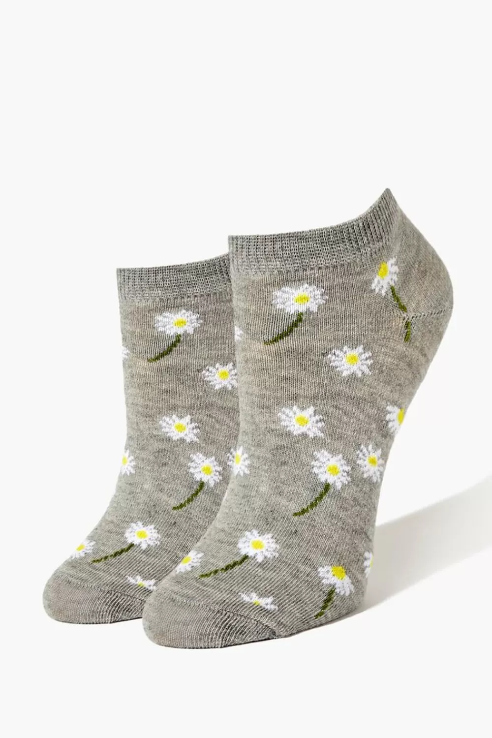 Socks + Tights>Forever 21 Floral Print Ankle Socks Grey/Multi