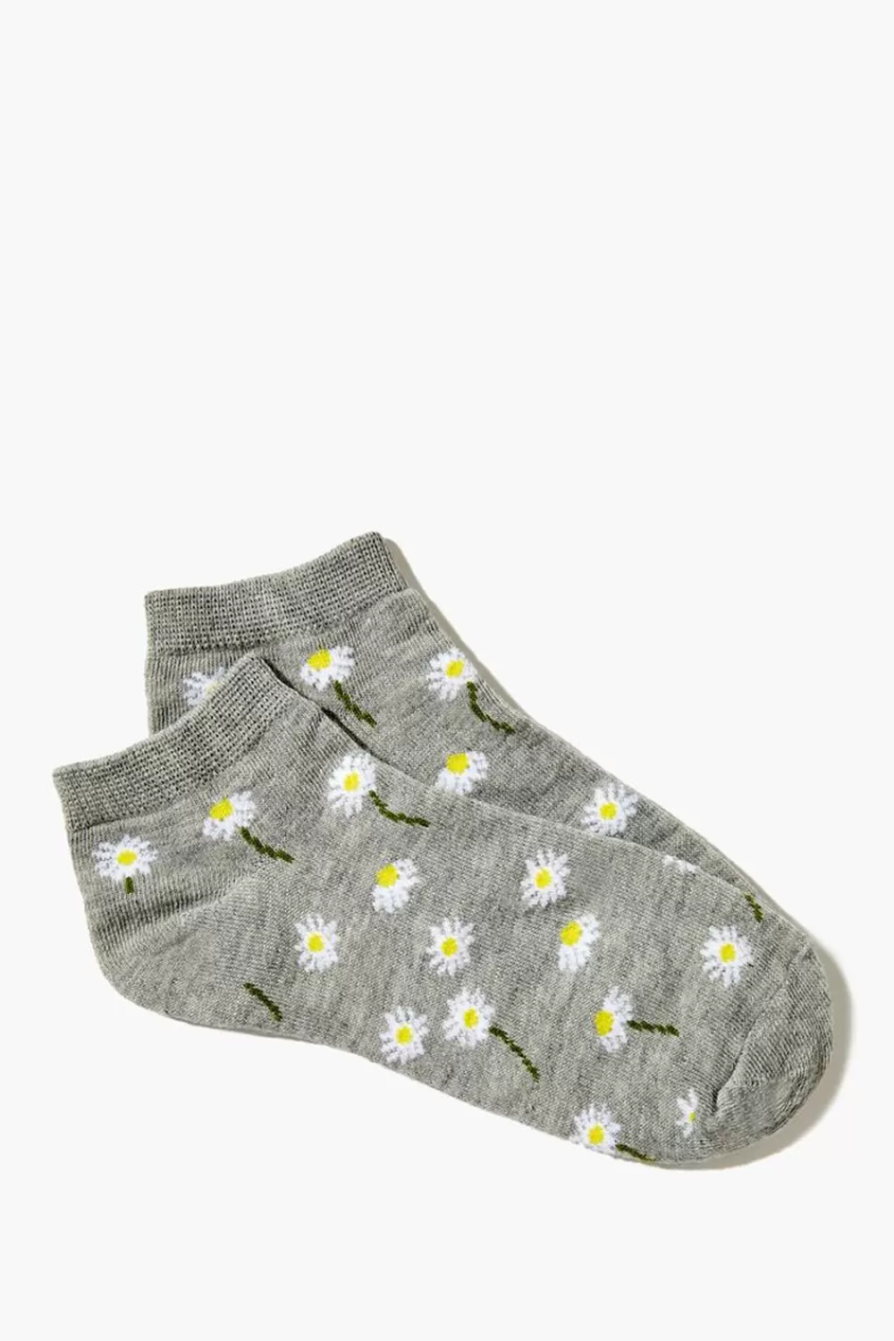 Socks + Tights>Forever 21 Floral Print Ankle Socks Grey/Multi