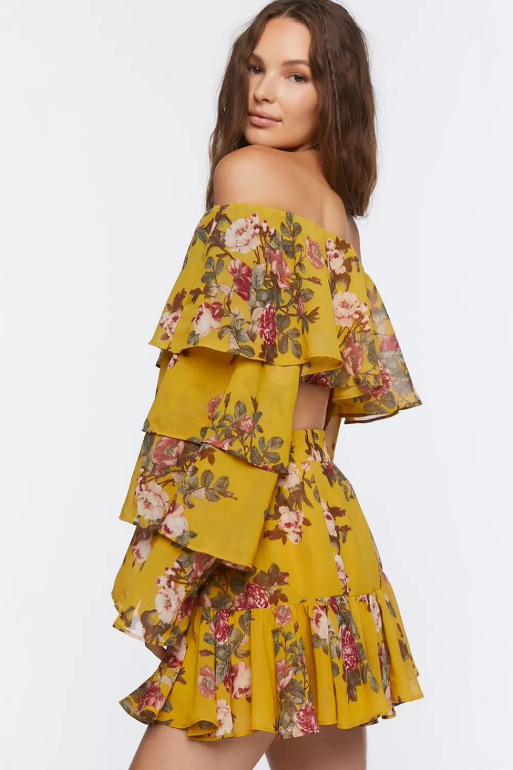 Forever 21 Floral Print Crop Top & Mini Skirt Set | Women Tops