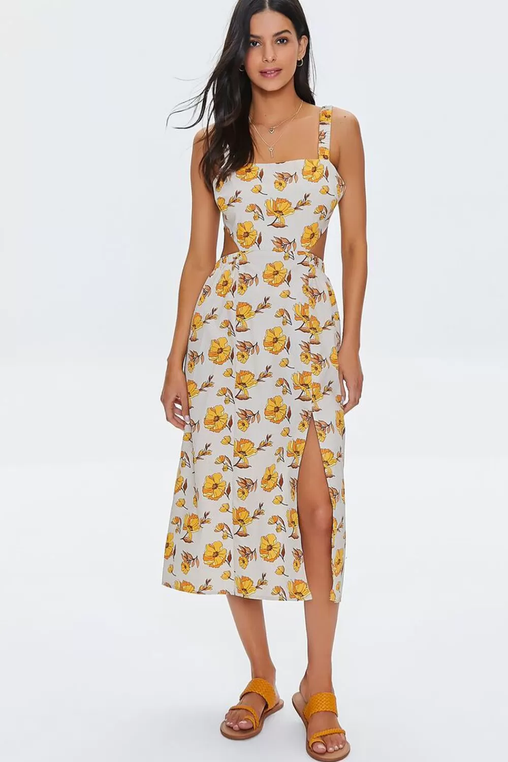 Forever 21 Floral Print Cutout Midi Dress | Women Dresses
