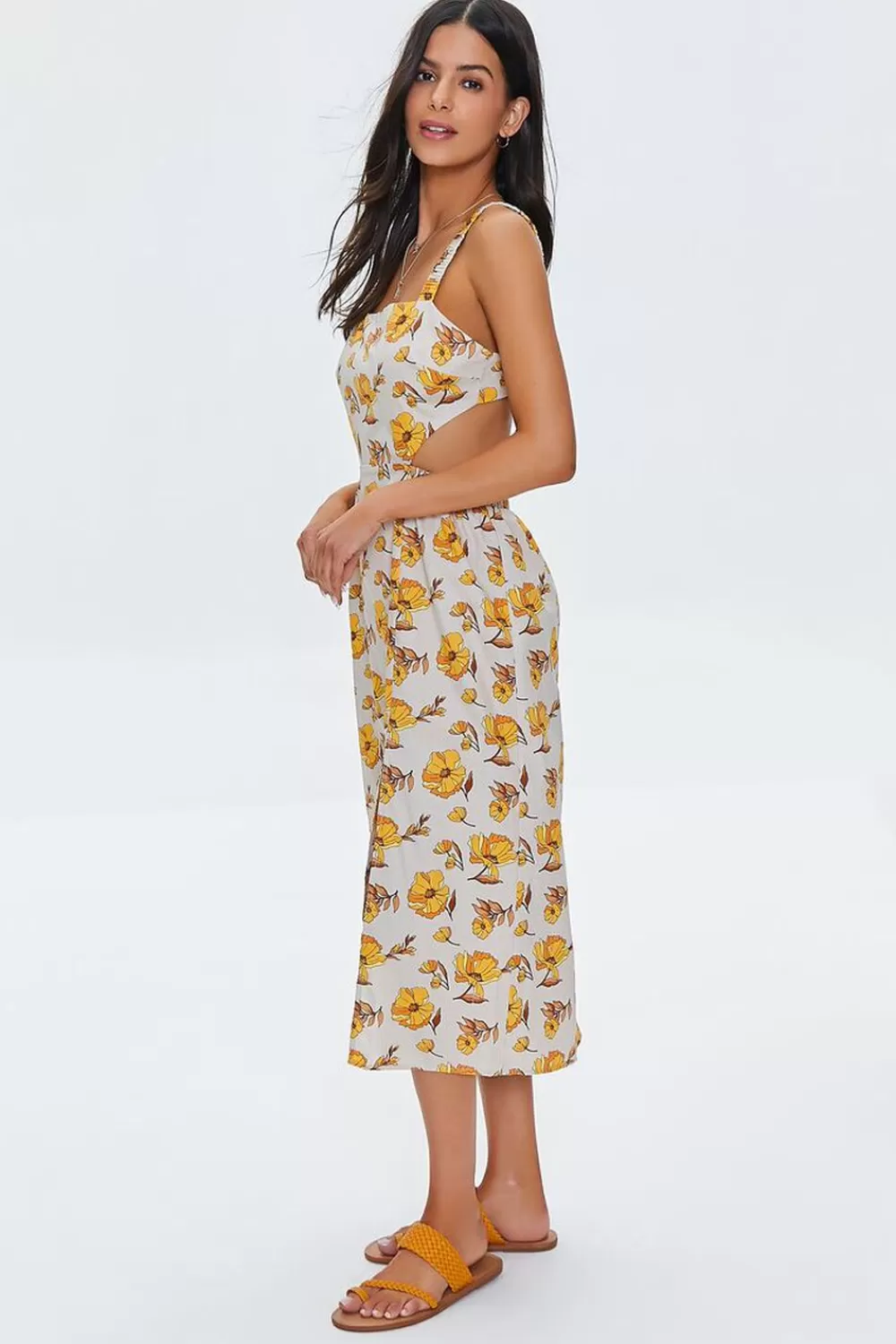 Forever 21 Floral Print Cutout Midi Dress | Women Dresses